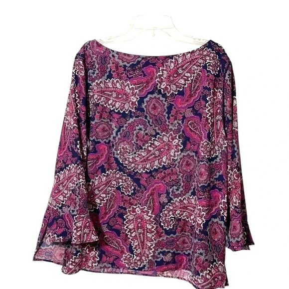 Talbots shirt Pink  paisley polyester Women’s Size Large Petite - Picture 8 of 10